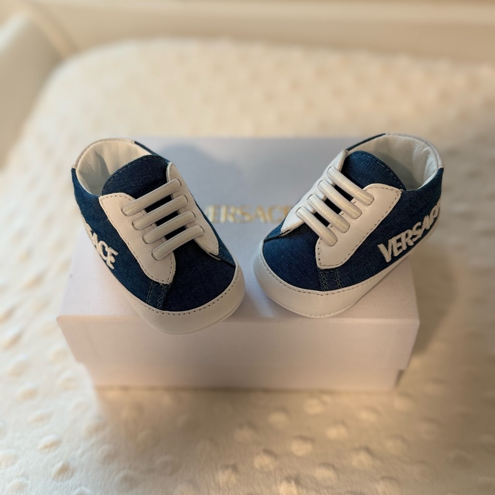 Versace Baby Sneakers in Navy and White